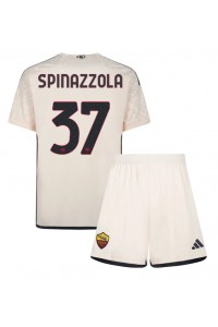 AS Roma Leonardo Spinazzola #37 Jalkapallovaatteet Lasten Vieraspeliasu 2023-24 Lyhythihainen (+ Lyhyet housut)